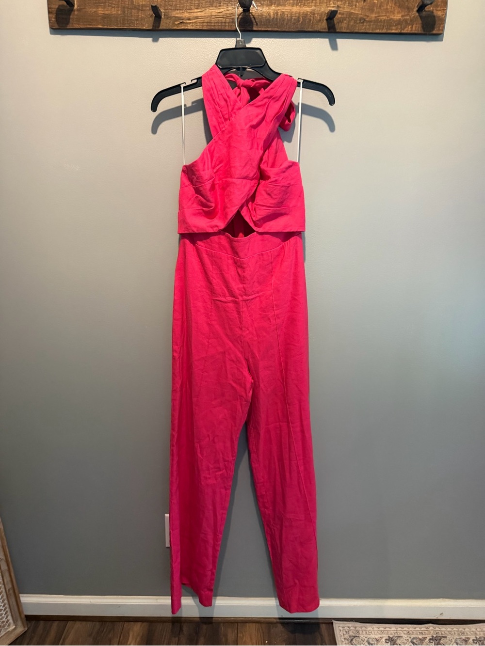 Milly Hot Pink Sleeveless Twist-Front Jumpsuit